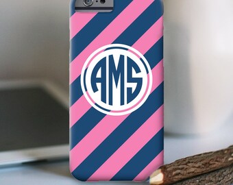 iPhone 7 Personalized Case - Diagonal Stripe monogram - other models available
