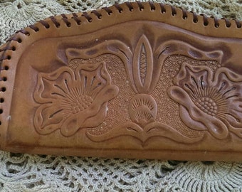 Vintage Hand Tooled leather Clutch Purse from Yellowstone Park