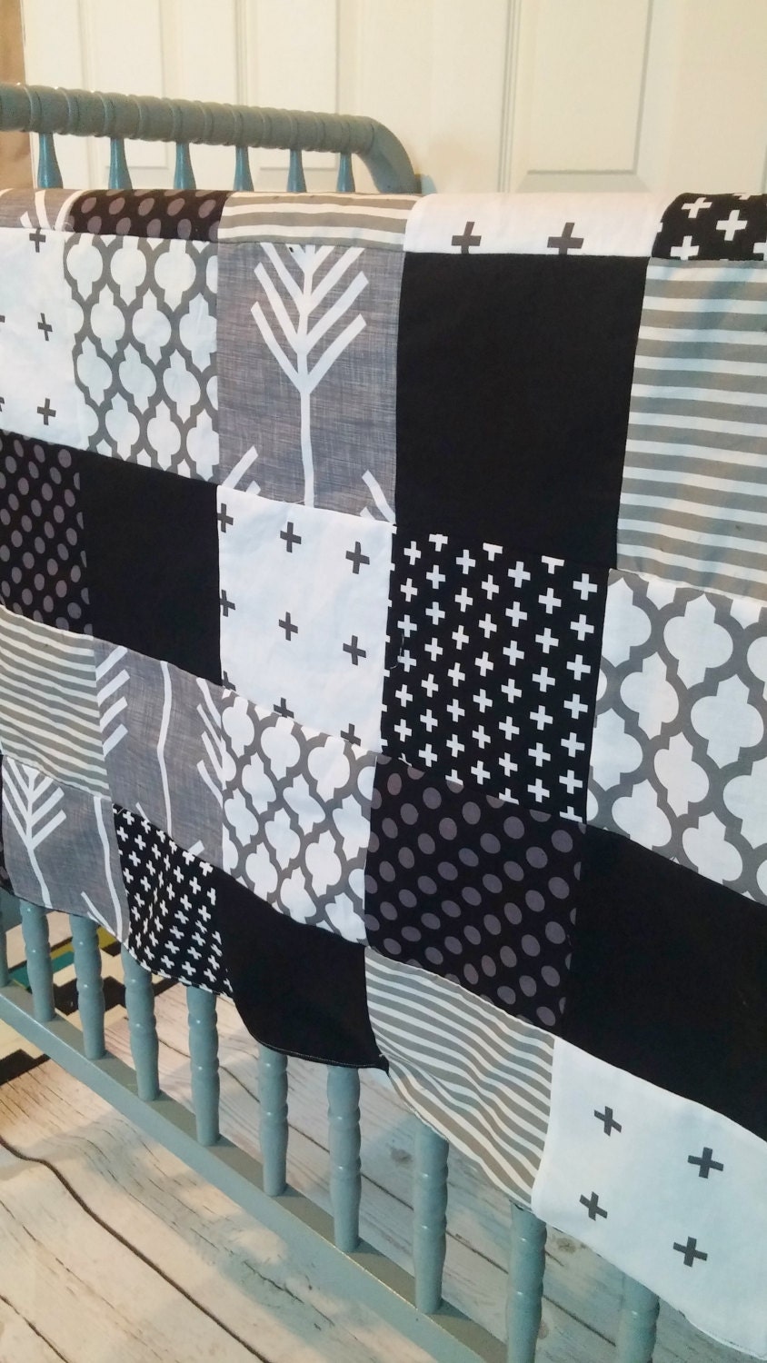 Custom Crib Bedding3 pieceMod Black & Mint