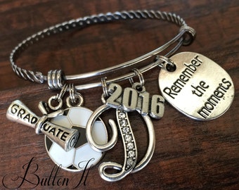 Back to school, SENIOR 2018, volleyball, soccer gift, Senior night, GRADUATE, cheer, dance, softball, bangle, charm bracelet, Class of 2018