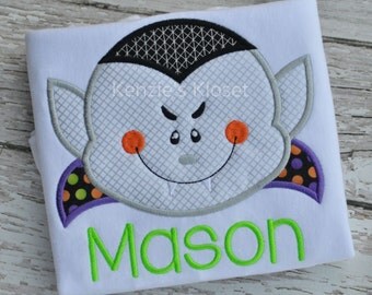 Dracula Appliqué shirt - Vampire Shirts - Applique Shirt - Halloween Shirts - Toddler - Baby - 12 mo 18 mo 2t 3t 4t 5t 6 8