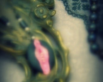 Vagina Dentata Pink and Black Halloween Vulva Pendant Necklace- mature