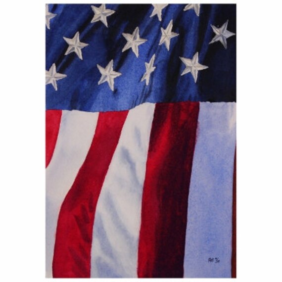 American Flag Watercolor Painting Original by AngelasExpressions