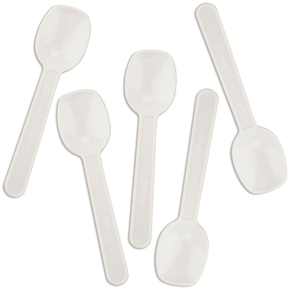 Mini White Taster Spoons tiny plastic white ice by