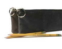 Wax Zipper Pencil Waxed Canvas Pouch, Pencil Pouch, Pencil Case, Zippered Pouch, Zippered Pencil Bag