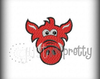 Mini Hog Razorback Pig Filled Embroidery Design
