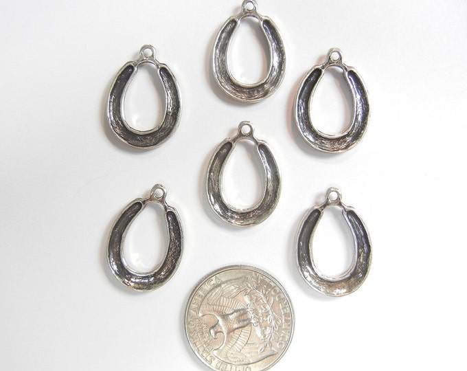 Set of 6 Antique Silver-tone Horseshoe Charms