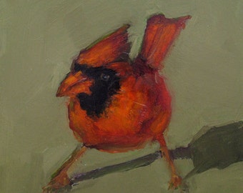 CARDINAL RED BIRD Art Giclee print from my original oil painting