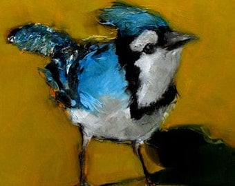 BLUEJAY BLUE BIRD Abstract Art Giclee print from my original oil painting