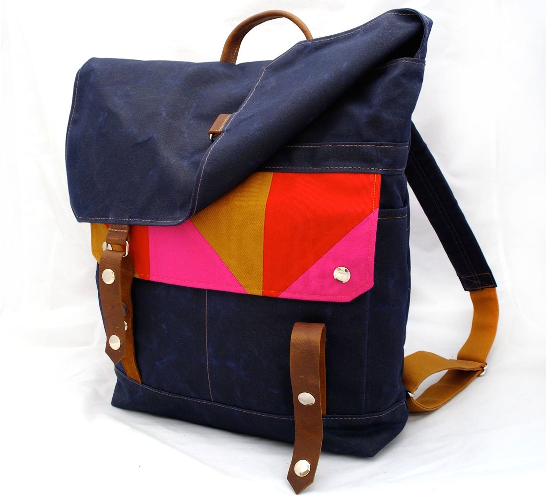 Waxed Canvas Backpack w/ Padded Straps Midnight by WoolyBison