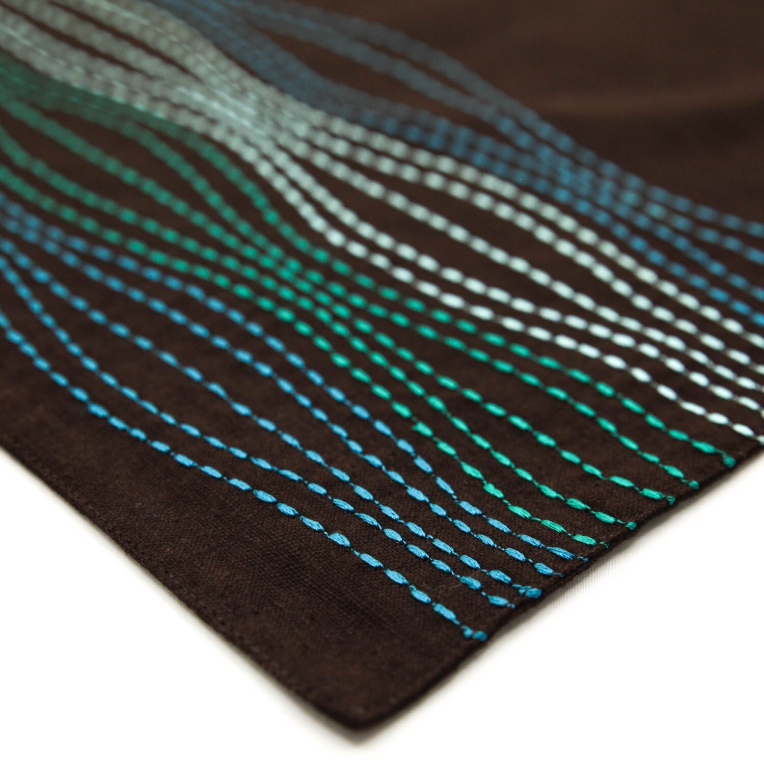 Teal Lines Placemat Set of 4 Dark Brown Linen Placemat Teal