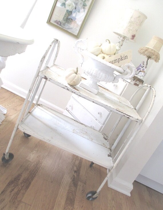 vintage folding table cart metal shabby chic cottage vintage folding table cart metal shabby chic cottage