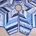 Large Blue Christmas Tree Skirt Quilt, 54" diameter - Chevron Style, Snowflakes, Holiday Patchwork, String Quilt, Blue White Tree Skirt