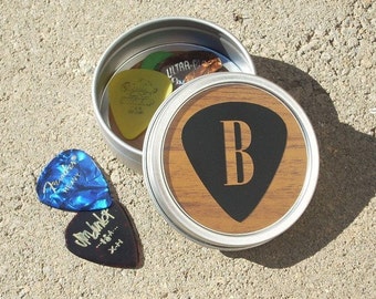 Guitar Pick Tin, guitar picks holder, musician gift, small gift for men, stocking stuffer, pick holder, father's day gift, guitar pick, gift