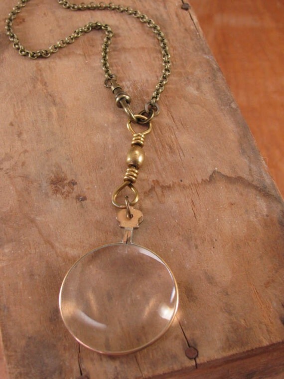 Upcycled Jewelry Vintage Optician Lens Monocle Long Length