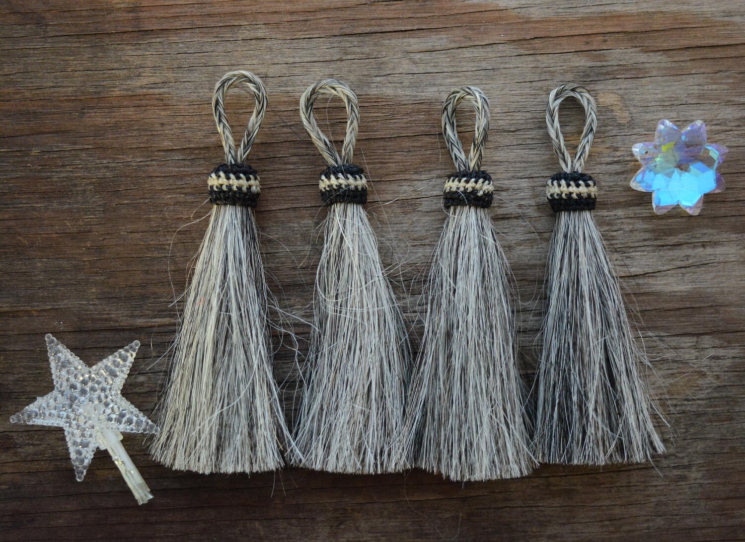 Grey Natural Horse Hair Tassels 4.5 x 1pc made in the