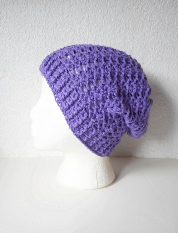Slouchy Skullcap Beanie in Lilac, ready to ship.