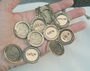 Bridesmaid Locket Personalized Lockets Round Brass Locket For Mom Personalized Jewelry Hand Stamped Locket Jewelry