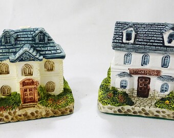 Ceramic collectible country cottages miniature figurines bank pharmacy vintage