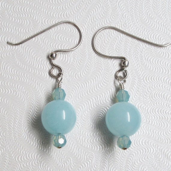 Light Blue Earrings Aquamarine Gemstone Earrings Blue