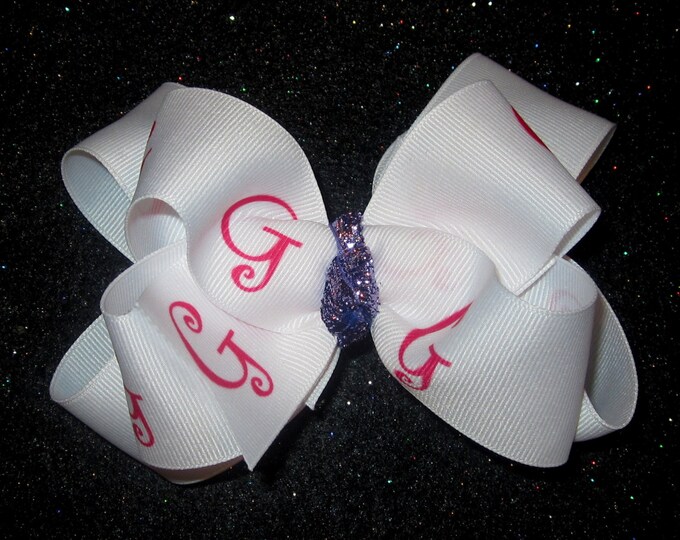Monogram Bows, Monogrammed Hairbow, Double Layer Bow, Initial hairbow, Letter Hairbow, Glitter Hair Bows, Boutique Hair Bow, Girls Bows, Big