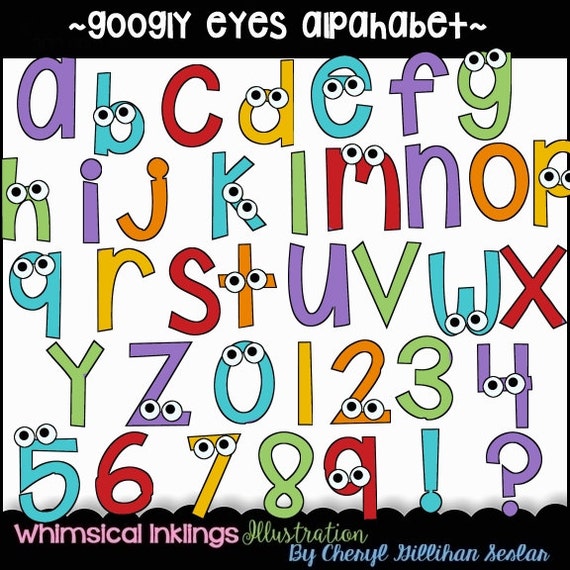 Googly Eye Alphabet Clipart Collection Immediate by SuzieQsCrafts
