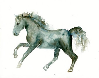 HORSE original watercolor painting 10x8inch