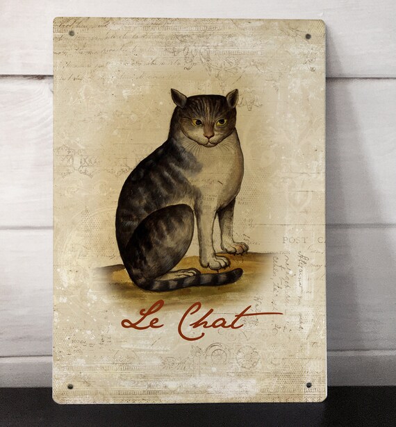 Le Chat Cat Retro Vintage sign A4 metal plaque picture home