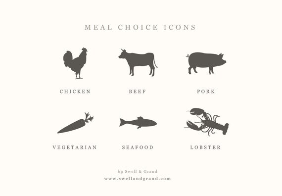 Digital Meal Choice Icons for Word or Pages Mac or PC