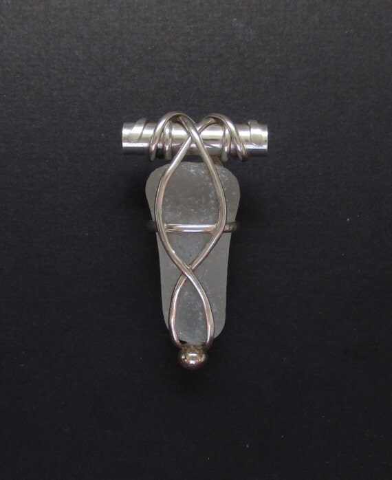 Sea Glass Jewelry Sterling Caged White Sea Glass Stopper