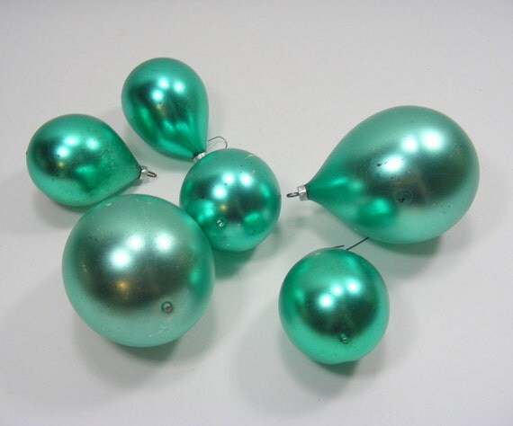 teal color pear shaped blown glass vintage christmas ornaments teal color pear shaped blown glass vintage christmas ornaments