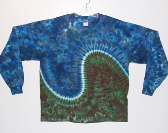 Tie Dye Shirt Earthy Wave Blotter Psychedelic Tye Dye Long Sleeve Grateful Dead Adult T-Shirt small medium large XL hippie nature art