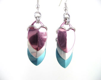Transgender Pride Triple Scale Earrings