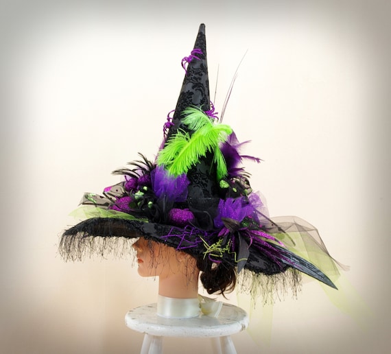 Extra Large Witch Hat Black Witch Hat by englishrosedesignsoh