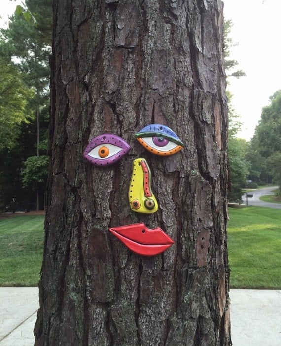 Picasso Tree Face - Original Unique Garden Art Yard or Fence Art -  In Stock