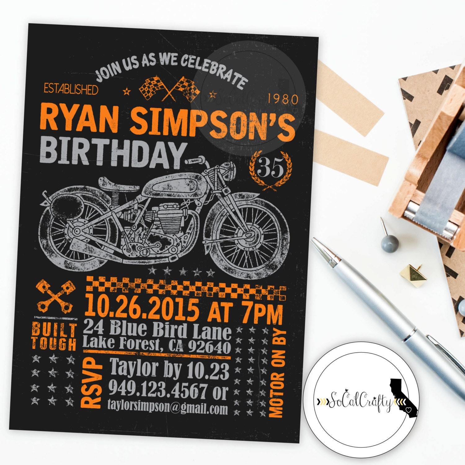 Motorcycle Party Invitations 1