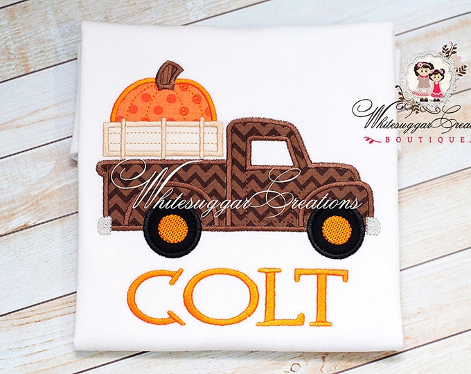 Halloween Old Truck Shirt With Big Pumpkin - Personalized Shirt - Boy Halloween Shirt - Holiday Outfit - Baby First Halloween