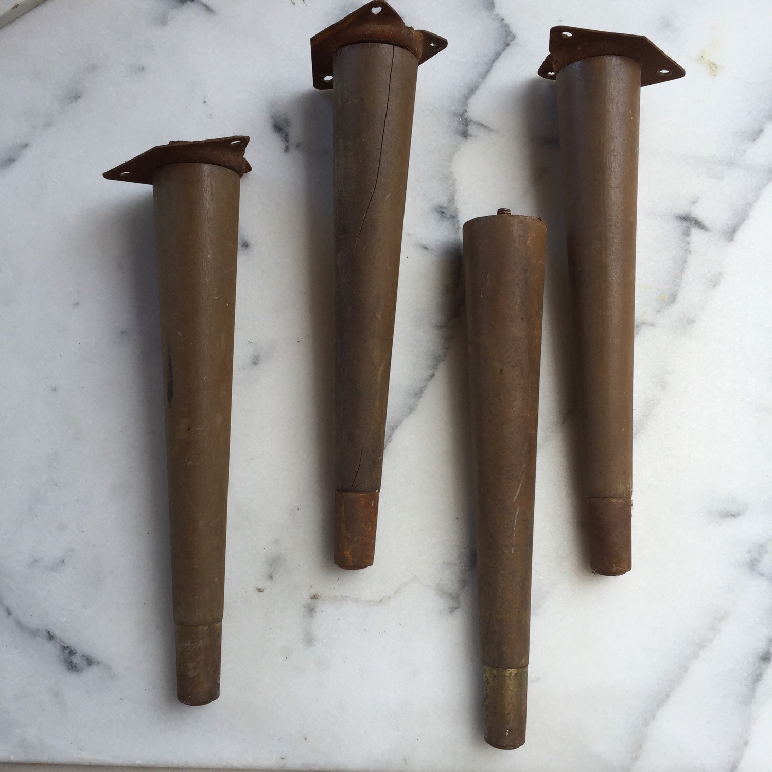 Vintage modern furniture legs set of 4 wooden metal 11