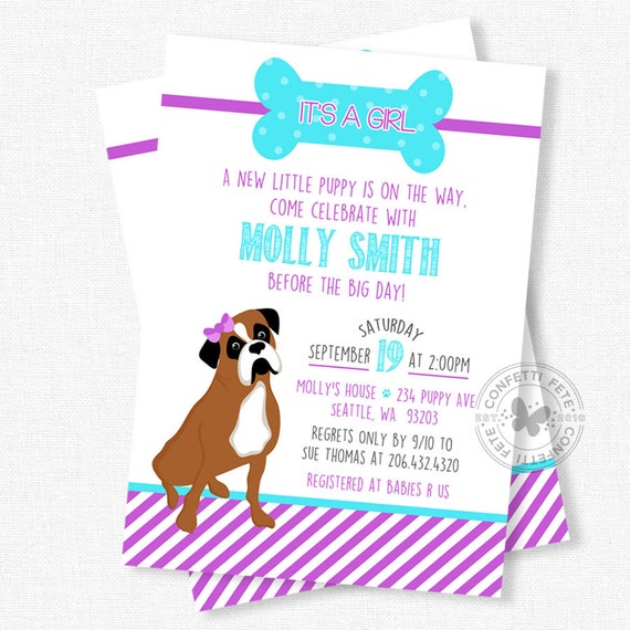 Puppy Baby Shower Girl Baby Shower Invitations Dog Baby