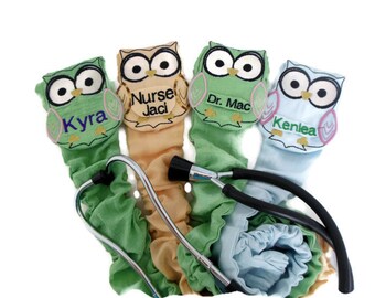 Personalized Stethoscope Cover Owl, RN Graduation Gift, Veterinarian Animal Stethoscope Cover 20", CNA Gift, School Nurse