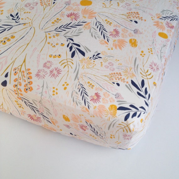 Floral Pillowcases Peach Gold Grey Blue Bedding / Toddler