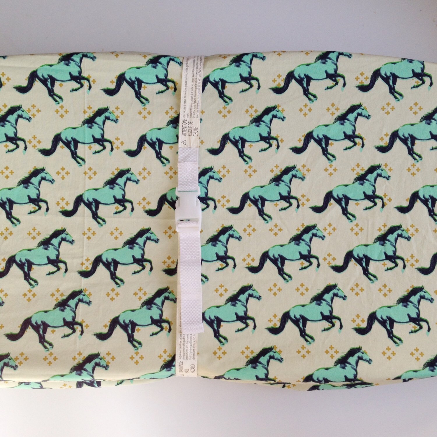 Horse Crib Bedding Changing Pad Cover / Aqua Crib Sheets