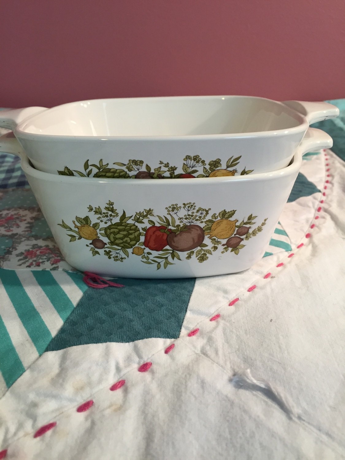 Vintage Corningware Spice of Life Vegetable 2 Petite