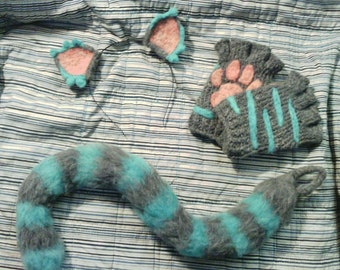 Cheshire Cat Paws, Ears, and Tail - Cheshire Cat: Alice in Wonderland Costume Set