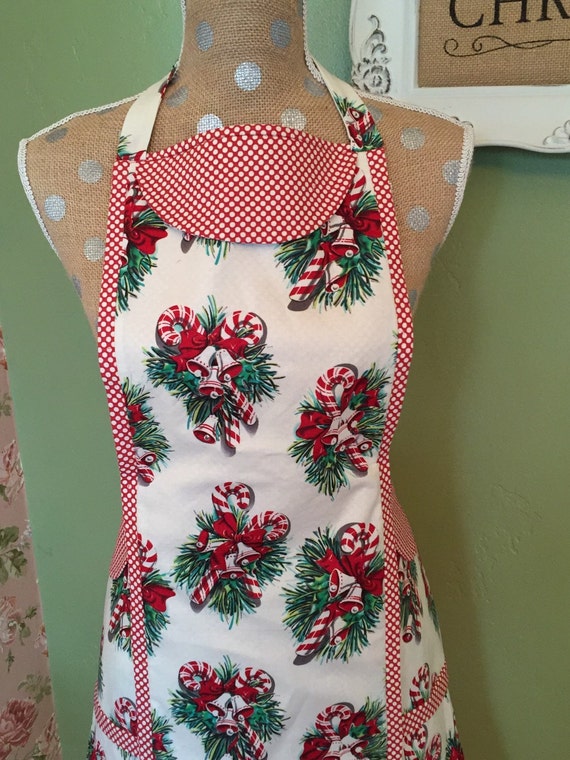 candy cane Christmas apron by CorrinaBella on Etsy