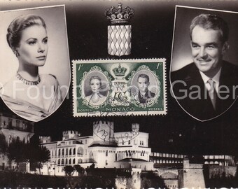 Vintage Postcard, Princess Grace and Prince Rainier III, Monte Carlo, Monaco, Black & White Photo Postcard, Grace Kelly, Royalty