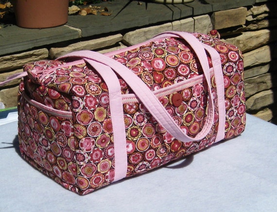 Overnight Luggage Double Sided Quilted Pink Print with Pink