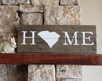 South Carolina HOME, Reclaimed Wood Sign, SC Home Sign, South Carolina Artwork, Rustic South Carolina Sign, Wooden South Carolina, SC Art