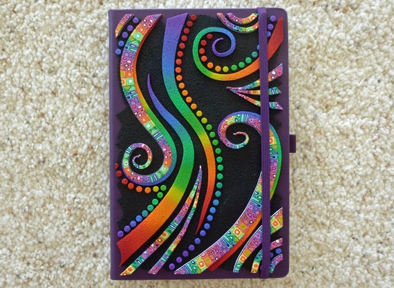 Personal Journal 3D Crazy Stripe Polymer Clay in Rainbow Colors