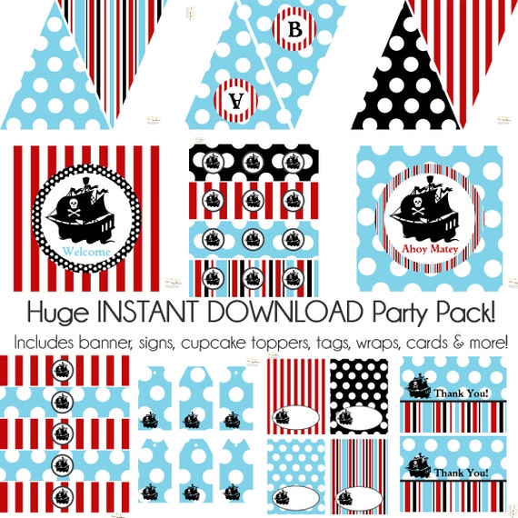 Pirate Birthday Party, Pirate Baby Shower Decorations, Pirate party decorations, Boy Birthday, Boy Baby Shower, First Birthday, BeeAndDaisy Il_570xn